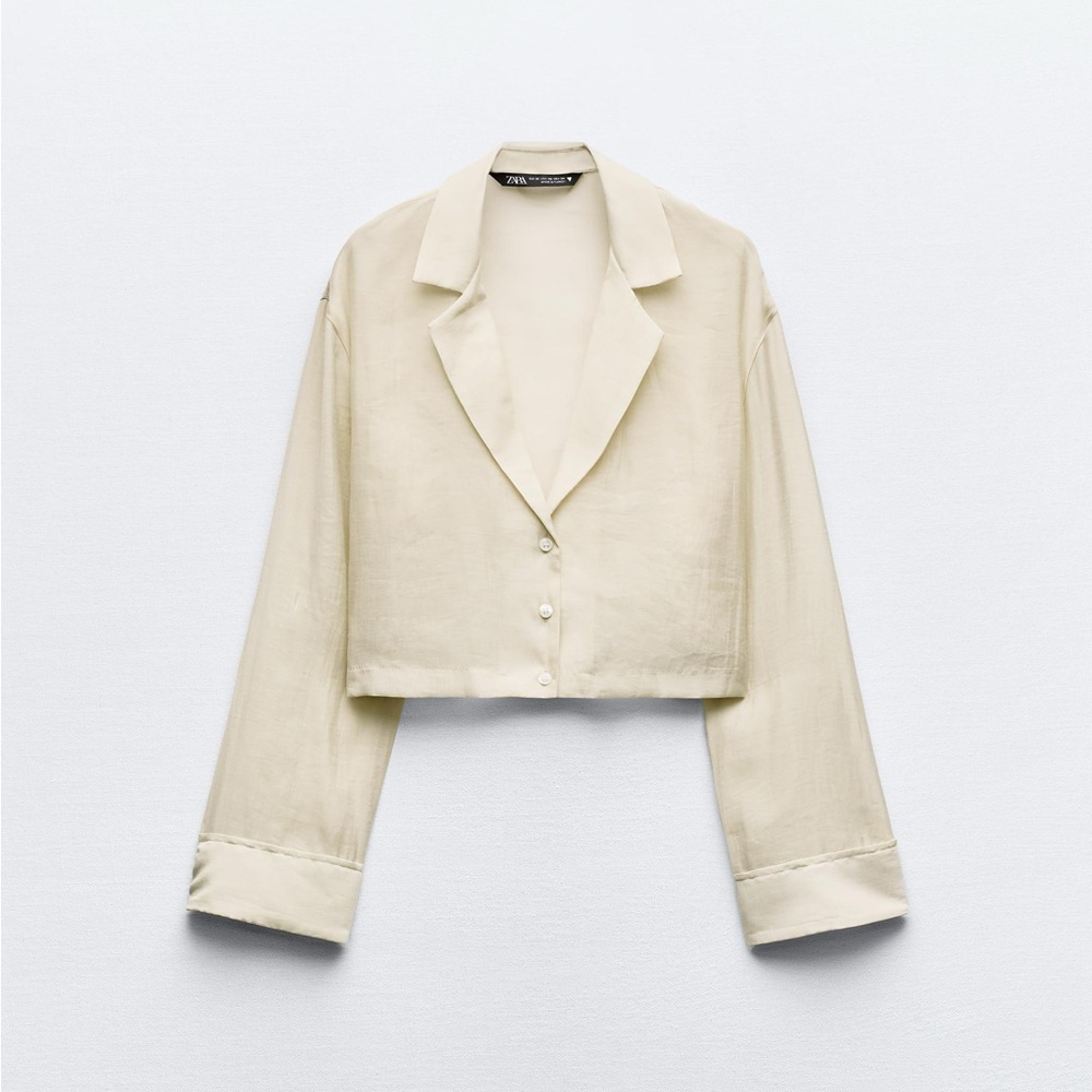 Zara Cropped Button Down Top